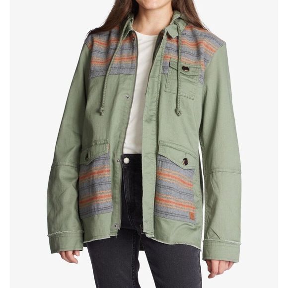 Roxy ARJJK03056 Women's Sz S Green Boho Full Zip Hooded Parka Jacket $80 - Picture 11 of 12